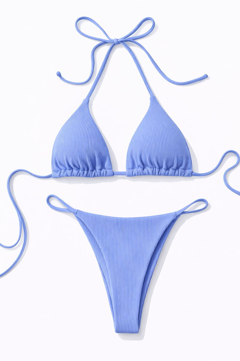 Bikini Dos Nu Taille Haute Lacé Noir