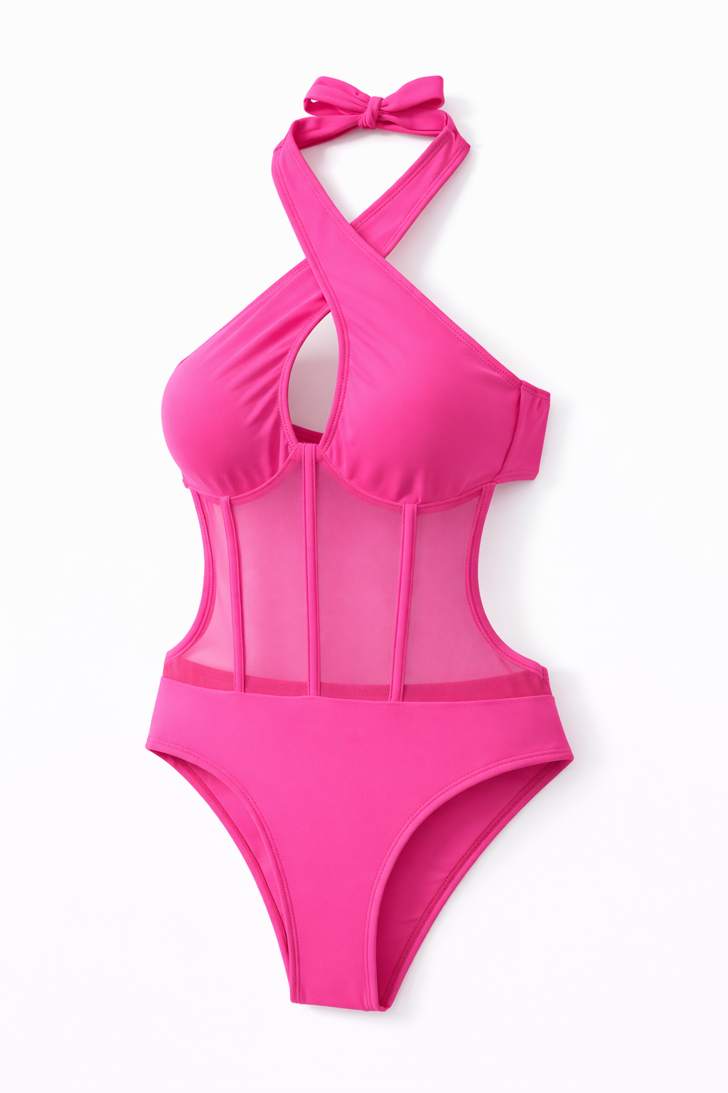 Monokini Croisé Uni Rose